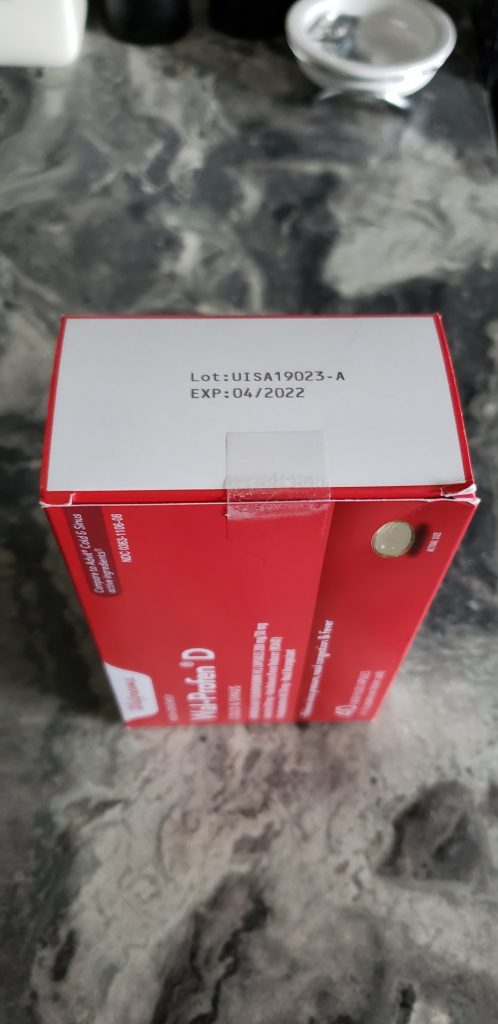 red box of vitamin D with expiration date