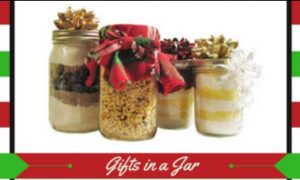 gifts in a jar 4 jars with layered cookie ingredients