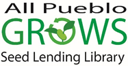 all pueblo grows logo with green leaves