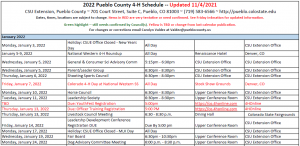 4-H Calendar - Pueblo County Extension